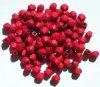 100 6x6mm Faceted Diamond Red Wood Beads